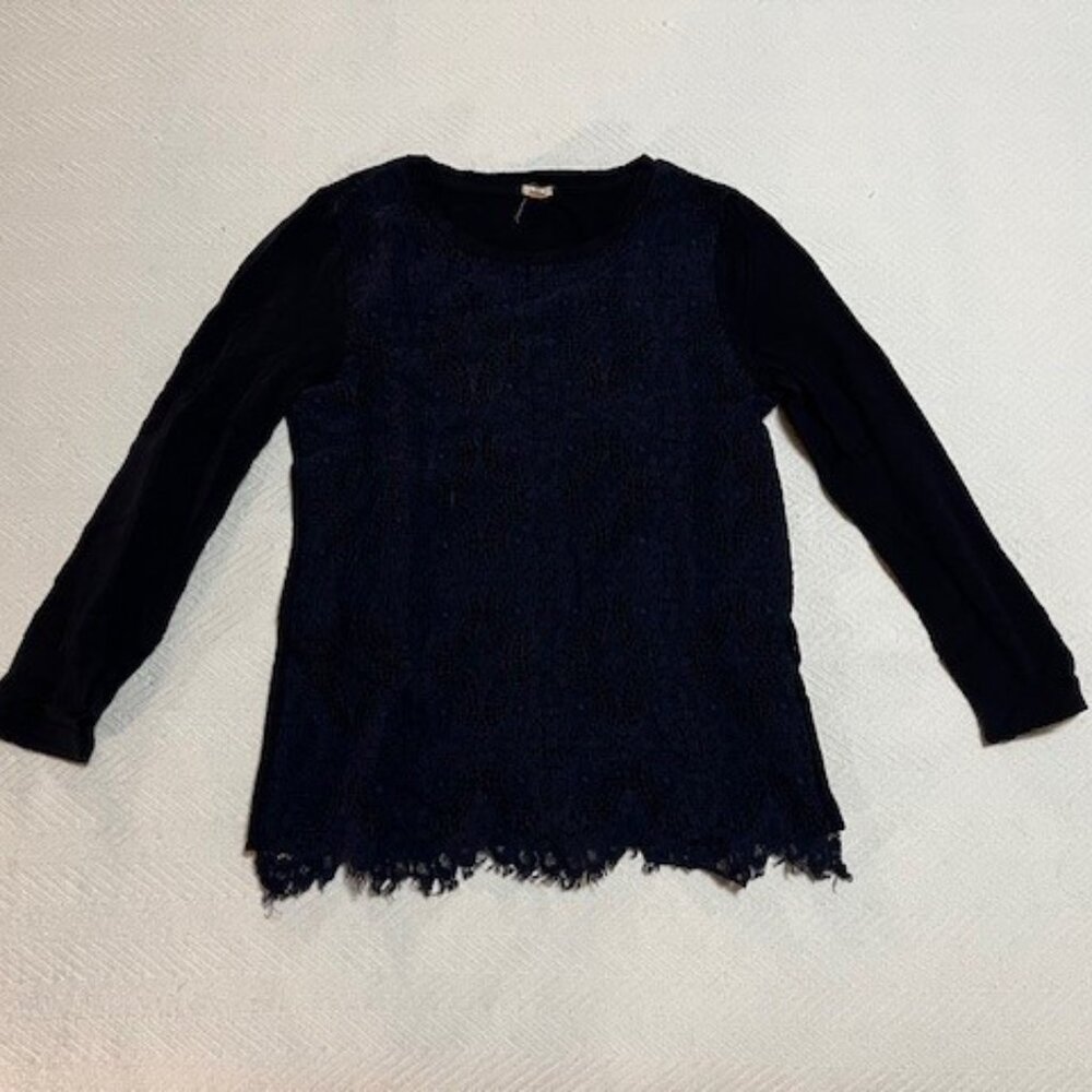 Navy J. Crew Lace Front T-Shirt - Sz M